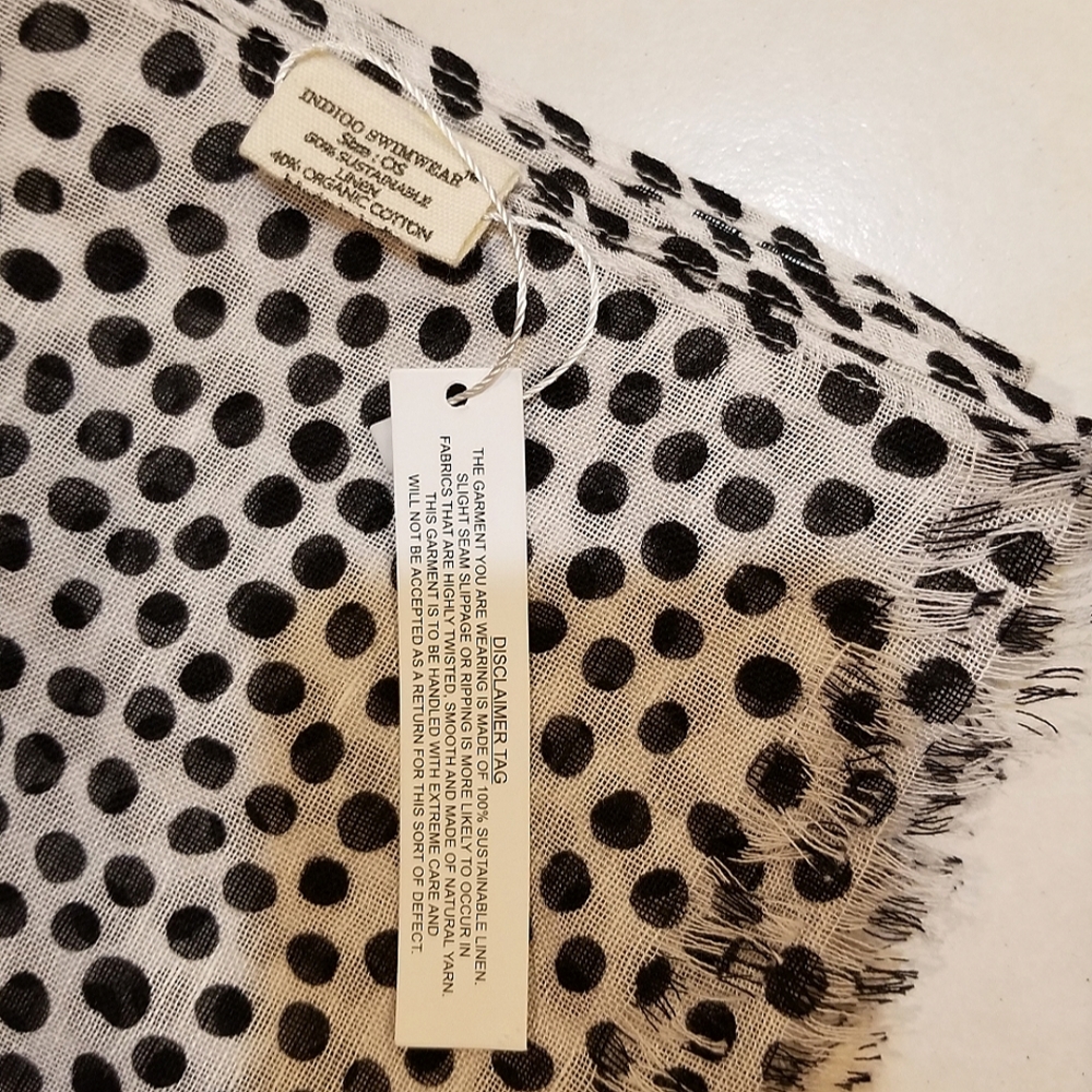Indigo Swimwear Eco-friendly Polka Dot Lrg Square Cover Up Wrap OSFM NWT - Picture 3 of 11